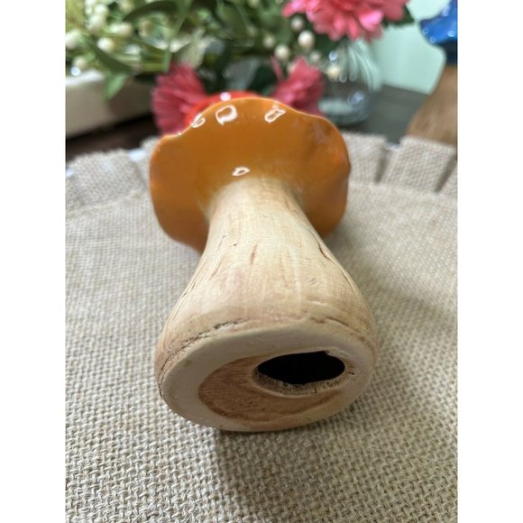 Whimsical Ceramic Mushroom Garden Decor Ceramic Pottery Orange Red Mushr… - Picture 5 of 5